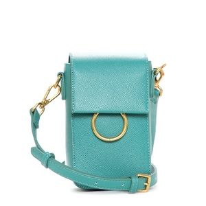 Fashion Nova Teal Crossbody Bag with Gold Accents